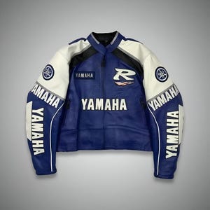 Handmade Yamaha MotoGP Leather Jacket: Vintage 90s Motorcycle Biker Jacket