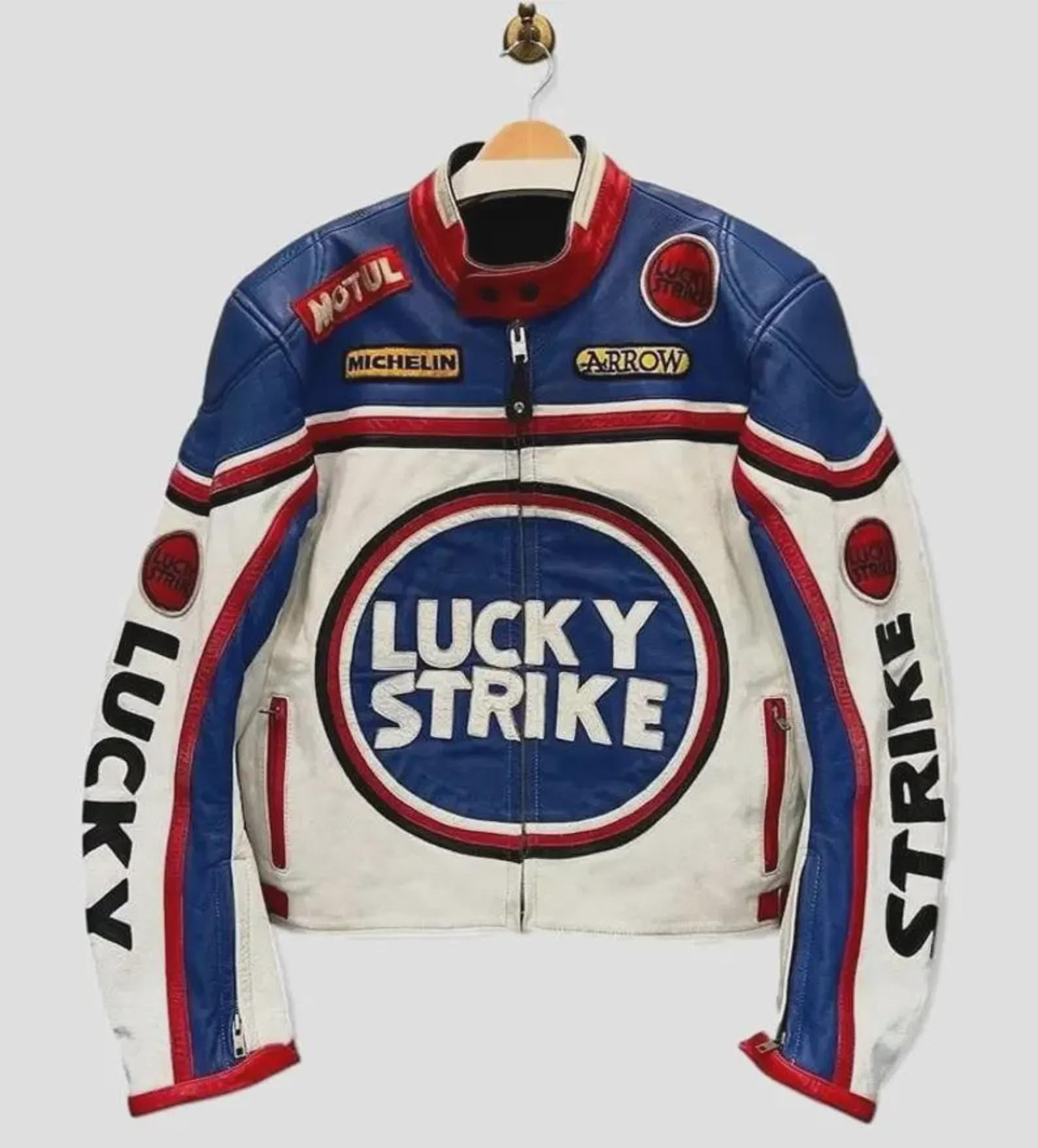 LUCKY STRIKE リアルレザー レーシングジャケット サイズM old 