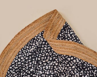 Runde Chindi Teppiche Hand geflochtene Bunte Baumwolle Boho Chindi Bereich Teppich Schwarz Und Beige Farbe Decor Home Teppich Runde Jute Teppich