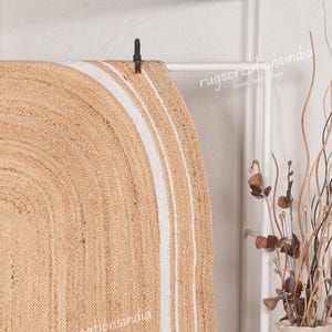 Alfombra ovalada de yute natural hecha a mano en India, alfombra ovalada para mesita de noche, alfombra ovalada, regalo para el nuevo hogar, decoración bohemia para el hogar, alfombra ovalada rústica para patio, alfombra ovalada para mesa