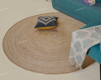 Natural Jute Round Rug, Braided Jute Rug, Bohemian Rug, Custom Size Rug, Boho Decor Rug, Round Jute Rug, Eco Friendly Rug, Large Jute Rug