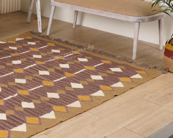 Alfombras vintage de lana y yute Alfombras kilim de yute estilo boho multicolor Alfombras kilim aztecas para sala de estar Alfombras de yute de tejido plano Alfombras de gran tamaño