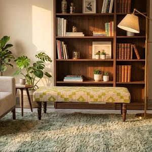 Kilim Rug Bench, Ottoman Upholstered Bench, Handmade Furniture, Footstool Bench, Aztec Bench, Farmhouse Decor, Entry Bench