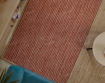 Vintage Wool Jute Kilim Rug, Handwoven, Wool and Jute Rug Handmade, Kilim Dhurrie Rug, Traditional Indian jute Area rug