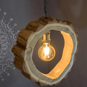 Handcrafted Wood Pendant Light | Mid Century Modern | Ceiling Lamp | Chandelier Lighting | Industrial Lamp | Wood Lampshade | Lamp Shade