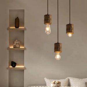 Holzdeckenleuchte, Woodpecker Timber Stump Pendelleuchte, hängende Pendelleuchte, modernes Wohndekor, Lampen, Kücheninsel Beleuchtung