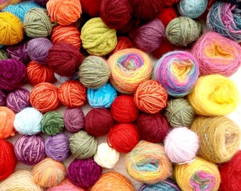 Surprise Yarn Ball Mystery Box, Colorful Yarn Scrap Bundle, 200g Mixed Yarn for Weaving, Crochet, Fiber Crafts, Gift for Makers