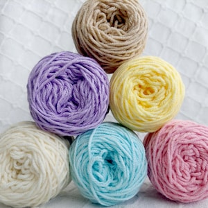 Pastel Cotton Blend Yarn Bundle, 6 Ball Mini Yarn Pack (25g / 0.88 oz Each), Soft Baby Colors for Knitting, Crochet, DIY Crafts & Amigurumi