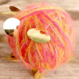 Art Yarn with Sequins, Pink Yellow Green Mohair Style Yarn, 25g Fluffy Textured Yarn Ball, Sparkle Fiber for Weaving Knitting Embellishment