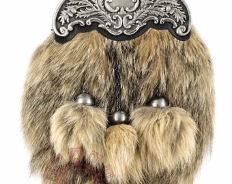 Traditional Scottish Sporran – Fur Tassels, Ornate Cantle, Kilt Accessory