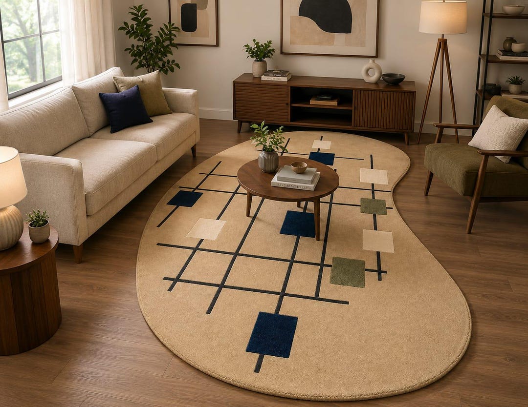 Hand Tufted NZ Wool Area Rug – Modern Abstract Geometric Carpet - Etsy