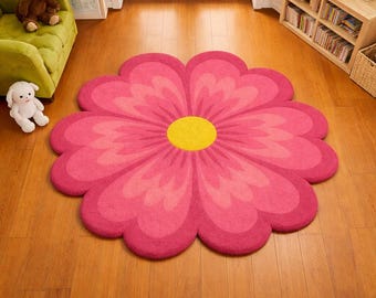 Alfombra con flores rosas y funky
