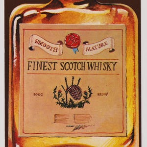Grande carte postale vintage, SCOTCH WHISKY, Colourmaster, vers 1970