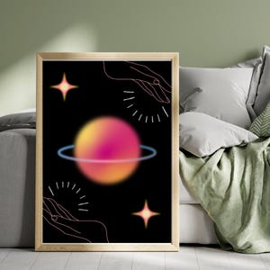 Cosmic Energy Printable Poster – Aesthetic Digital Wall Art, Celestial Planet Print, Manifestation Room Decor