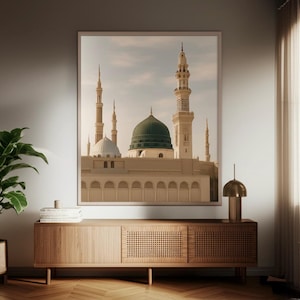 Masjid al-Nabawi Islamic Wall Art Print – Digital Download | Madinah Mosque Watercolor | Muslim Home Decor | Prophet Muhammad ﷺ Poster