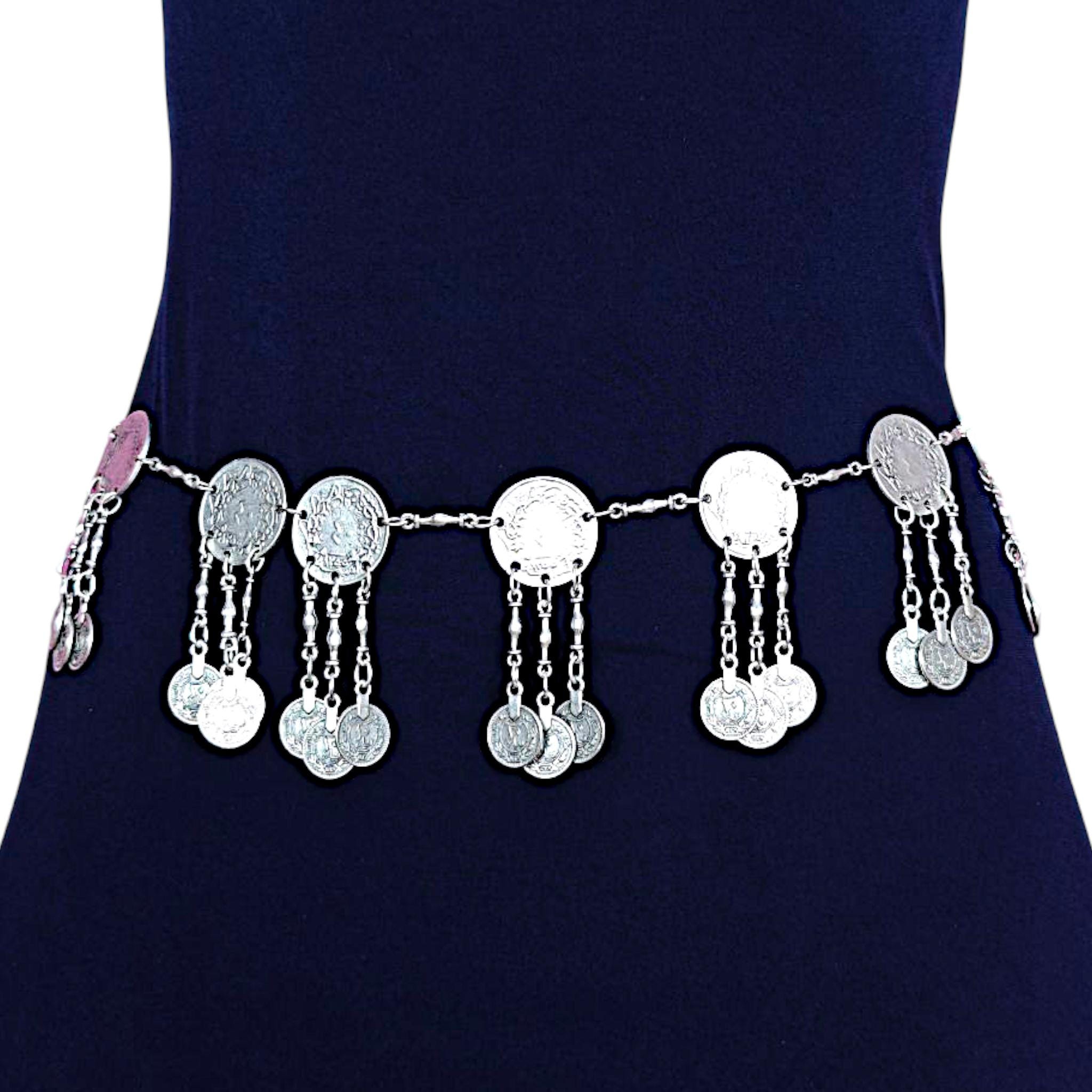 Bohemian Tribal Coin Charm Belt Necklace Multi Charm Belly Dancing Boho Hippie Belly Waist Chain Jewelry: Bohemian Style Metal Coin Belt  main image 2