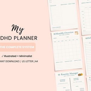 ADHD Planner for Women, ADHD Friendly Daily Weekly Organizer, Mental Load Brain Dump, Printable A4 Letter Size, Goodnotes iPad PDF, Mom Life