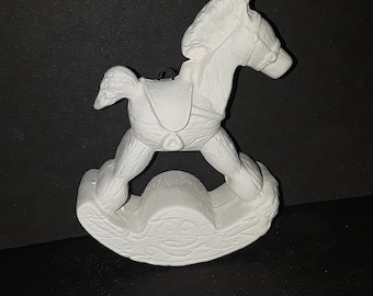 Ceramic Bisque Rocking horse Ornament (U-PAINT)