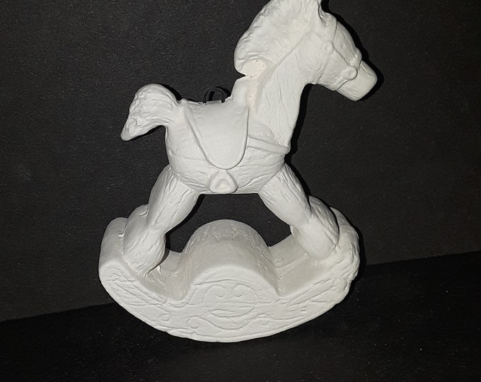Ceramic Bisque Rocking horse Ornament (U-PAINT)