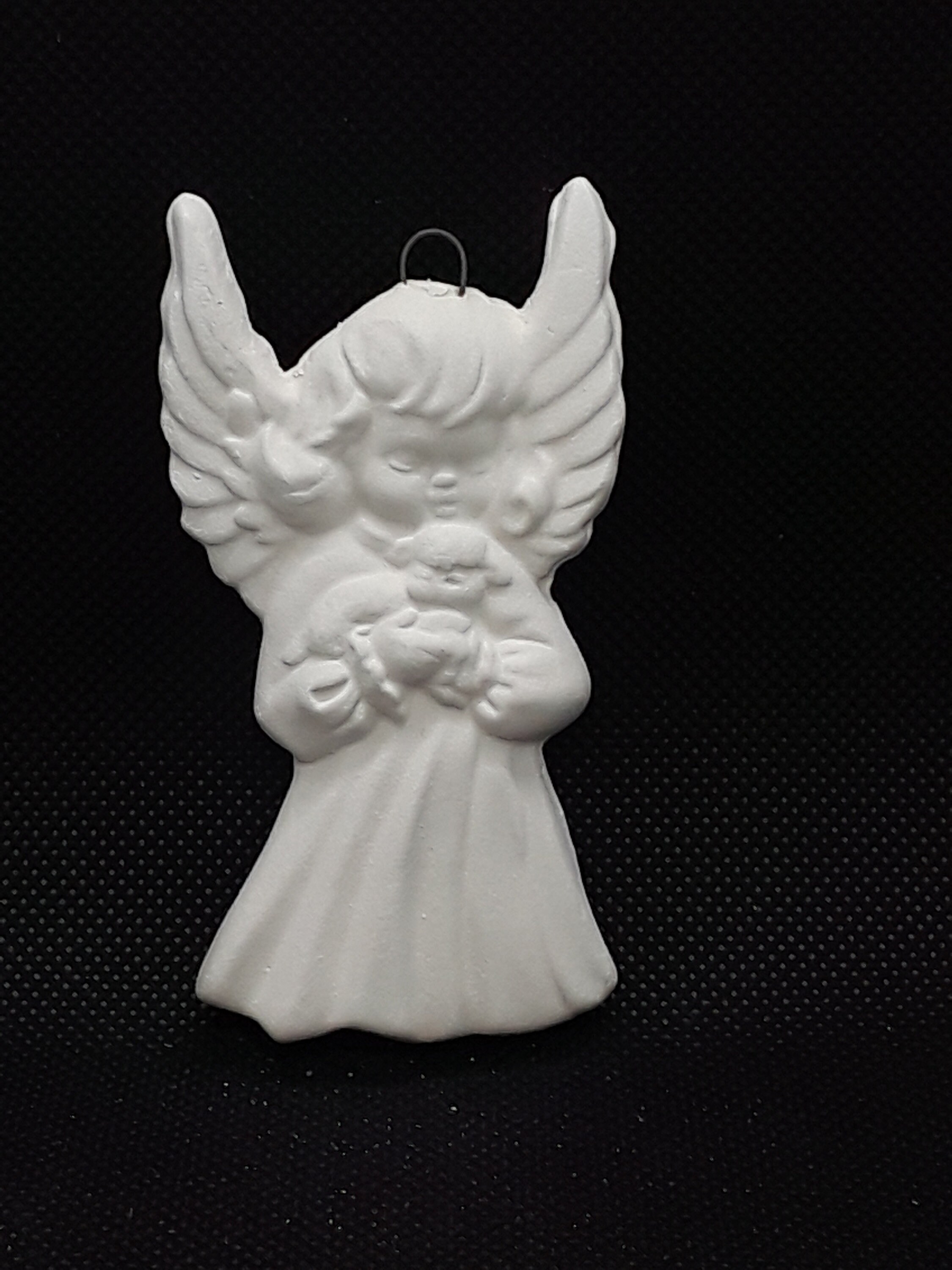 Creamic Bisque Christmas ornament UPaint Flat ( Angel girl holding lamb )