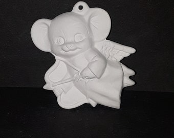 Ceramic Bisque Cupid Mouse with Arrow ( Valentine Ornament ) (U-PAINT)