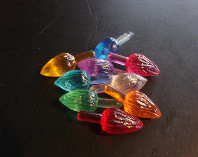 Vintage Large Ceramic Christmas Tree Light Bulbs Qty 8 Large Twist Bulbs Assorted Colors