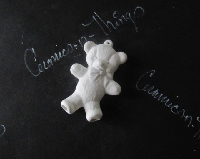 Ceramic bisque christmas ornament ( Bear with Bow ) U-PAINT