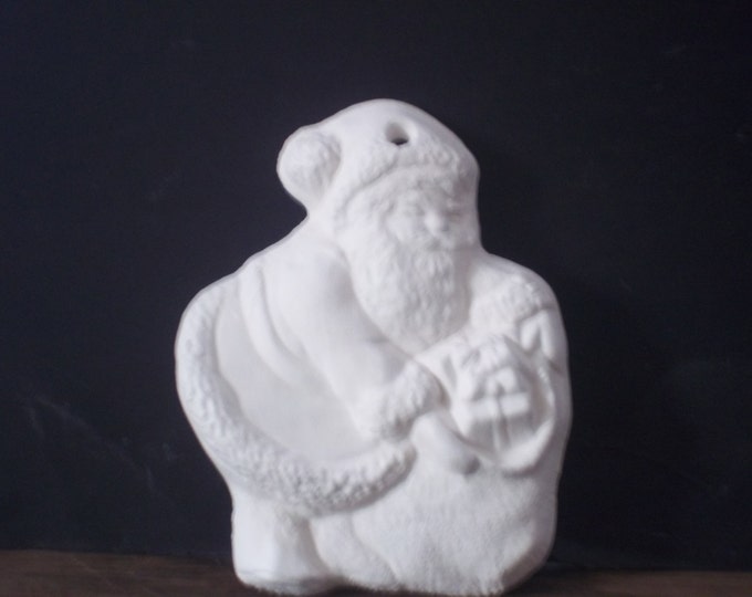 Ceramic bisque christmas ornament (Santa with Bag ) U-PAINT