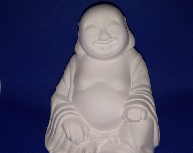 Happy Buddha statue , Ceramic Bisque