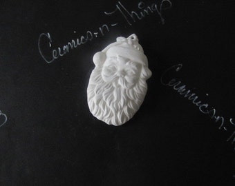 Ceramic bisque christmas ornament (Santa Face with Hat #3 ) U-PAINT