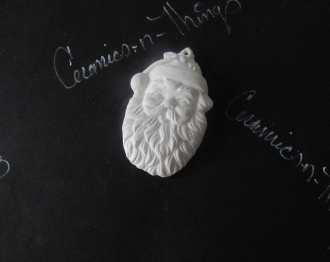 Ceramic bisque christmas ornament (Santa Face with Hat #3 ) U-PAINT