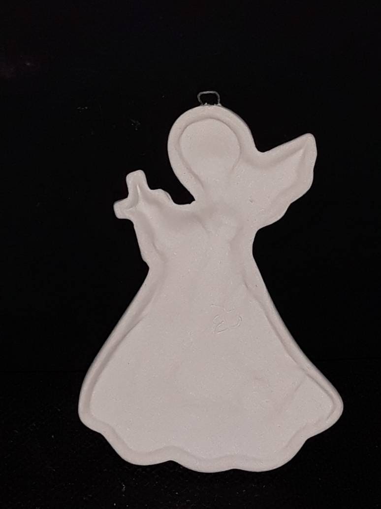 Creamic Bisque Christmas ornament UPaint ( Angel with Cross)