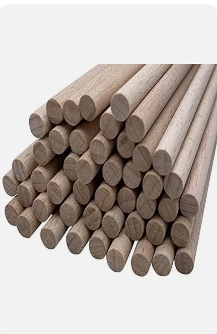 1/4 Inch Round by 3 Ft Length Natural Unfinished Wood Dowels