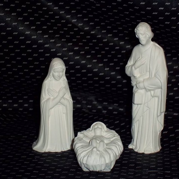 Ceramic Bisque ( Medium Holy Family )  Mary, Joseph, Baby Jesus (U-PAINT)