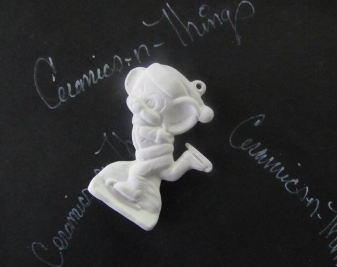 Ceramic bisque christmas ornament (Boy mouse Ice Skating ) U-PAINT