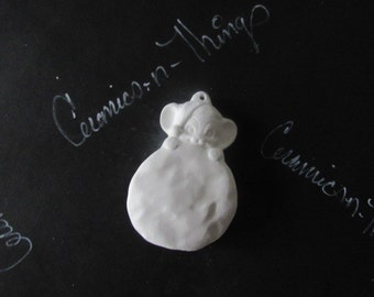 Ceramic bisque christmas ornament (Mouse on Snowball ) U-PAINT