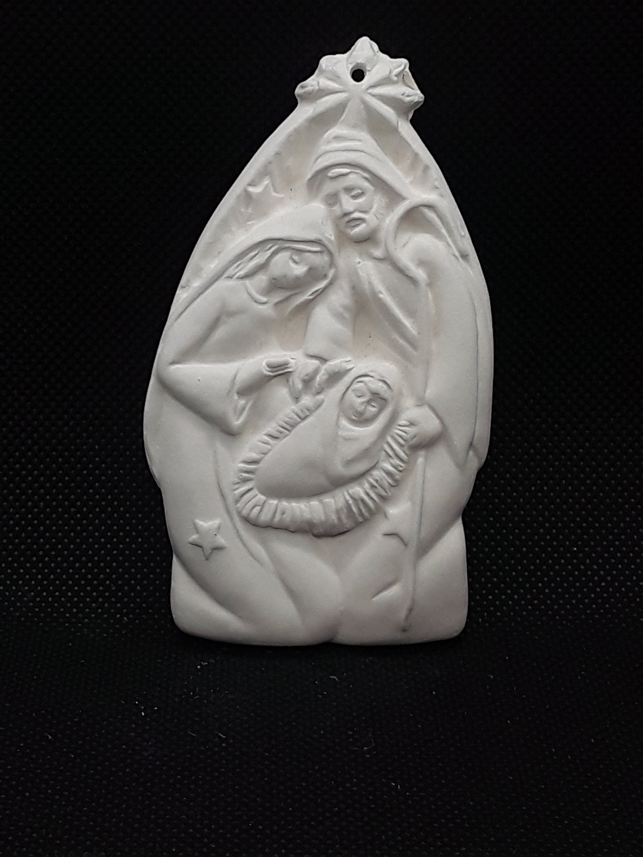 Ceramic Bisque Christmas Flat ornament UPaint ( Holy Family )
