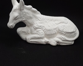 Ceramic Bisque ( Medium Nativity donkey laying down )