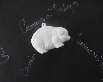 Ceramic bisque christmas ornament ( Soft Sculptured Pig ) U-PAINT