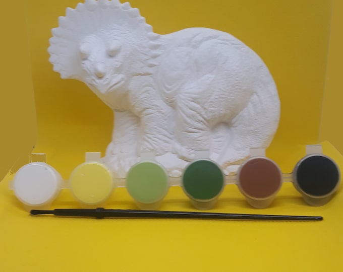 Triceratops Dinosaur Paint Kit, Ceramic Bisque paint kit ready to paint