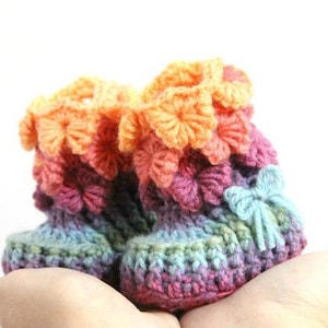 CROCHET PATTTERN: Orchid Stitch Booties (Baby Sizes) - Instant Download - Crochet Baby Booties