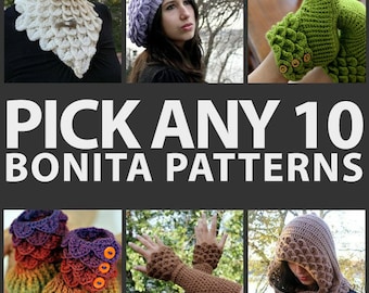 CROCHET PATTERN: Any Combination of 10 Bonita Patterns (Bundle) - Permission to Sell Finished Product