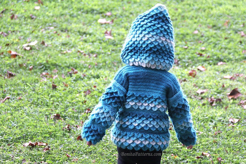 CROCHET PATTERN: Crocodile Stitch Hooded Cardigan baby & toddler Permission to Sell Finished Product image 2