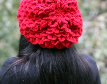 CROCHET PATTERN: Crocodile Stitch Slouchy Beret - Permission to Sell Finished Product