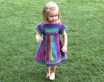 CROCHET PATTERN: Crocodile Dragon Stitch Girly Dress - Permission to Sell Finished Product