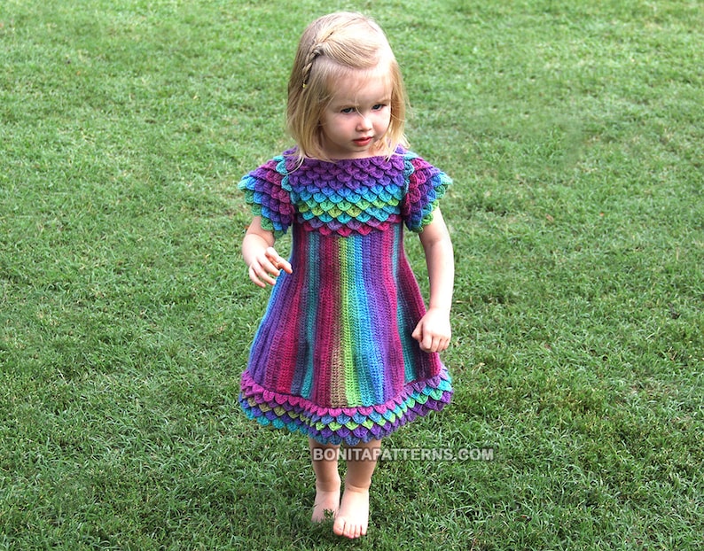 CROCHET PATTERN: Crocodile Dragon Stitch Girly Dress Permission to Sell Finished Product image 1