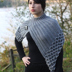 CROCHET PATTERN: Crocodile Stitch Capelet Permission to Sell Finished Product image 4