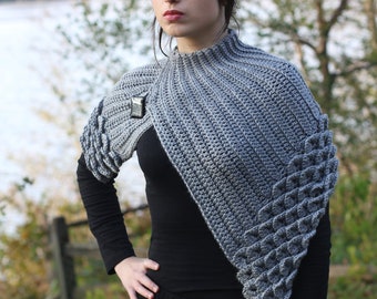 CROCHET PATTERN: Crocodile Stitch Capelet - Permission to Sell Finished Product