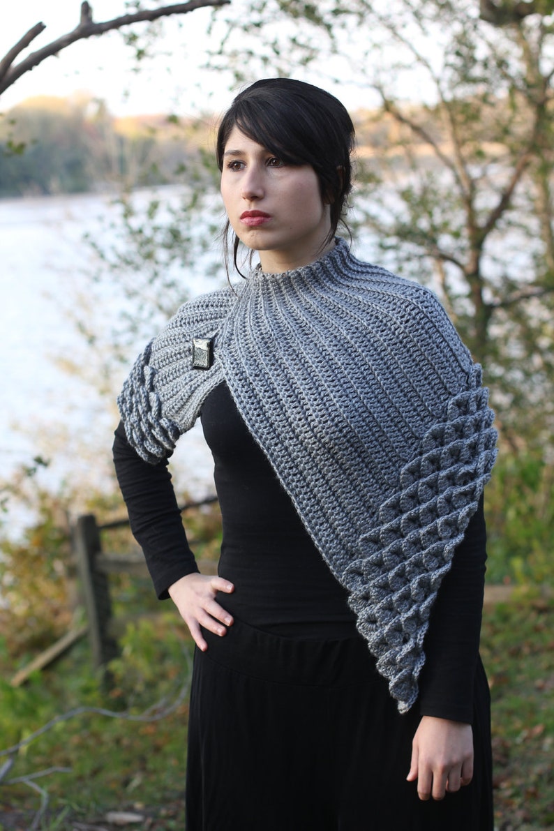 CROCHET PATTERN: Crocodile Stitch Capelet Permission to Sell Finished Product image 4