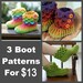 CROCHET PATTERN: Three Dragon Crocodile Boot Patterns (Crocodile Stitch Baby/Child/Adult) for 13 - Permission to Sell Finished Product 